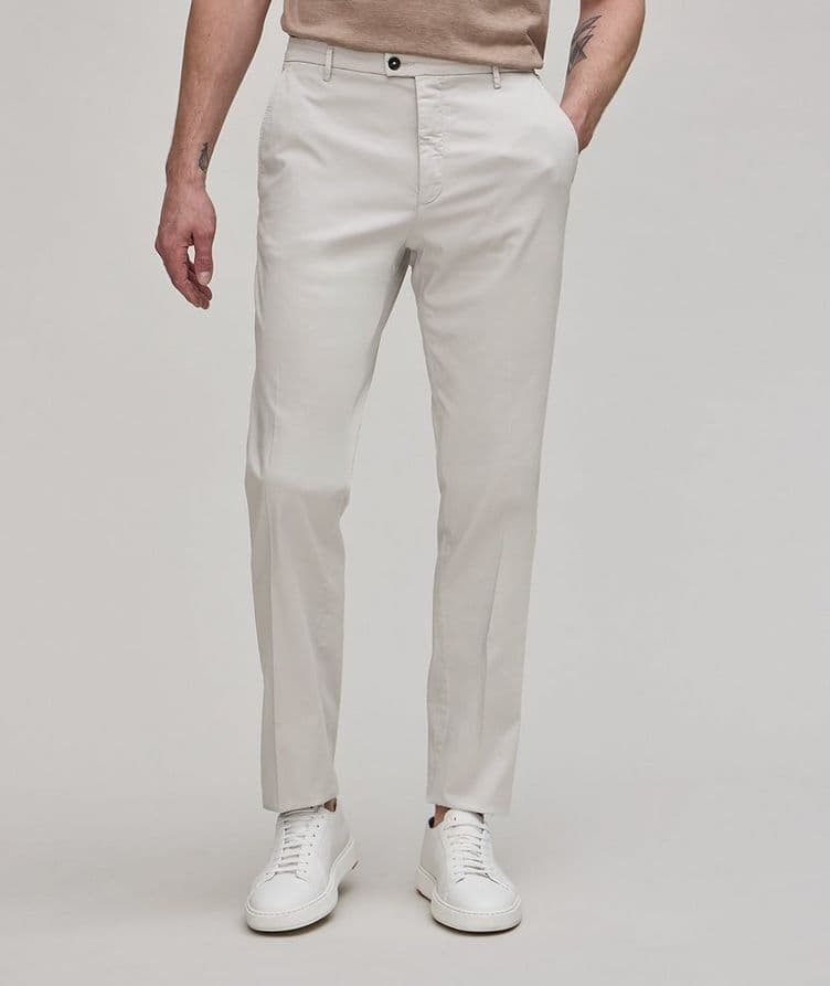 Garment Dyed Stretch Cotton-Silk Chinos  image 1