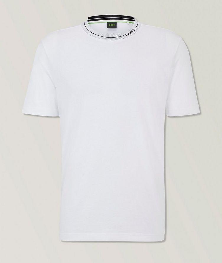 T-shirt en coton avec col en tricot image 0