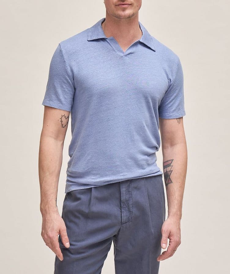 Simon Piece Dyed Stretch-Linen Polo image 1