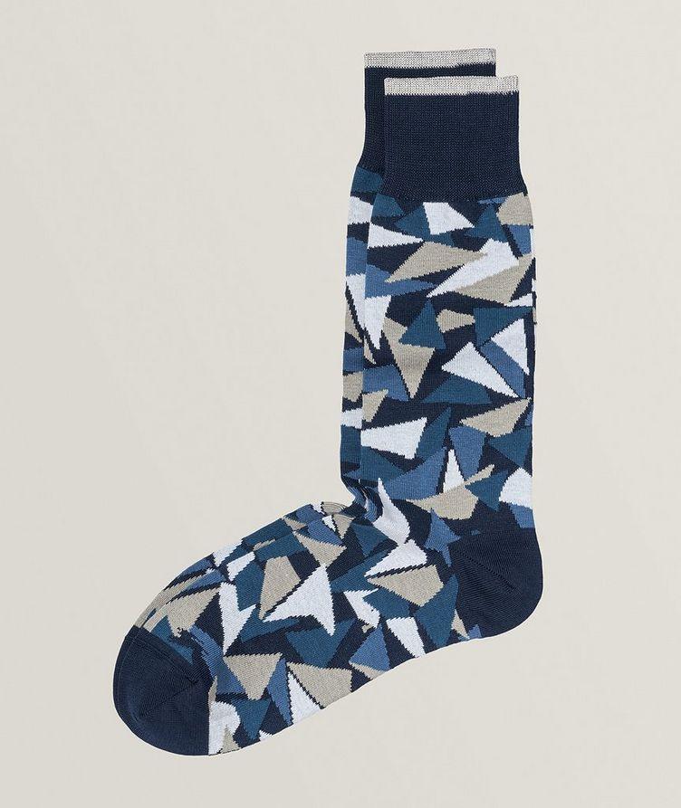 Triangle-Geometric Mercerised Cotton-Blend Dress Socks image 0