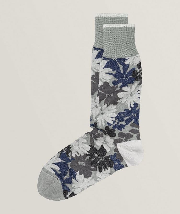 Floral Mercerised Cotton-Blend Dress Socks image 0