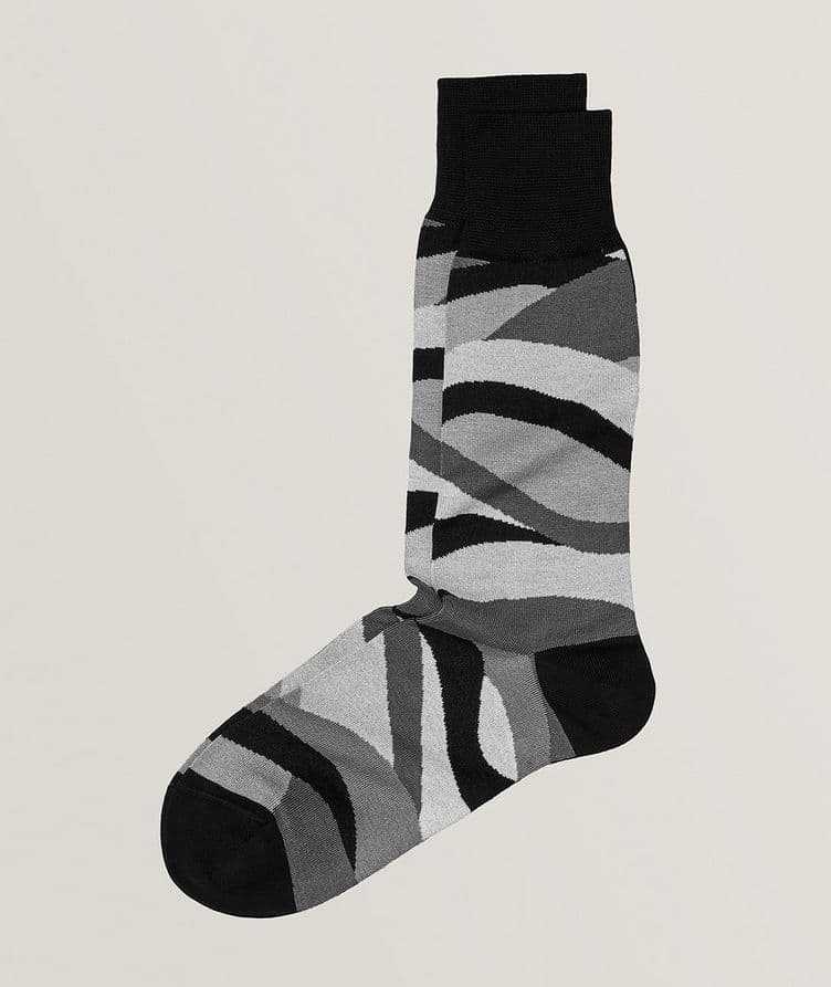 Abstract Mercerised Cotton-Blend Dress Socks image 0