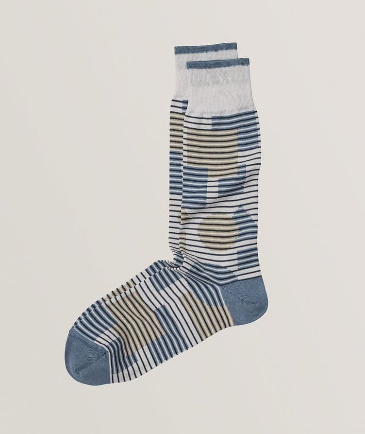 Chaussettes en mélange de coton mercerisé à motif géométrique image 0