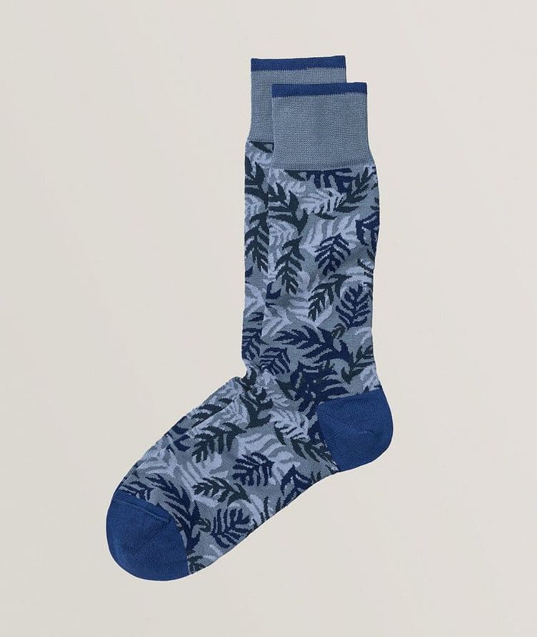 Chaussettes en mélange de coton mercerisé à motif de feuilles image 0