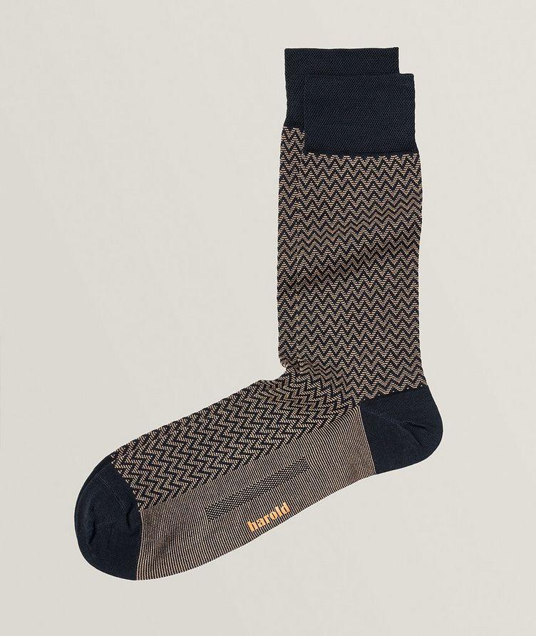 Zig Zag Herringbone Mercerized Stretch-Cotton Socks image 0