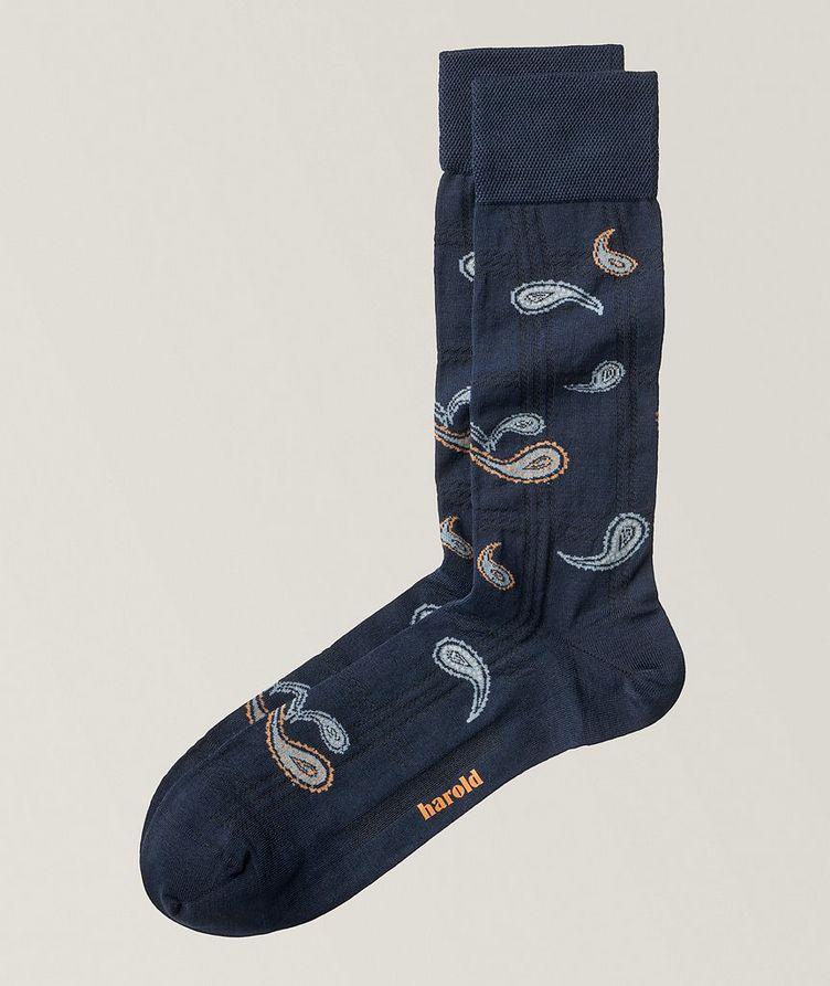 Paisley Plaid Mercerized Cotton Ribbed Dress Socks   image 0