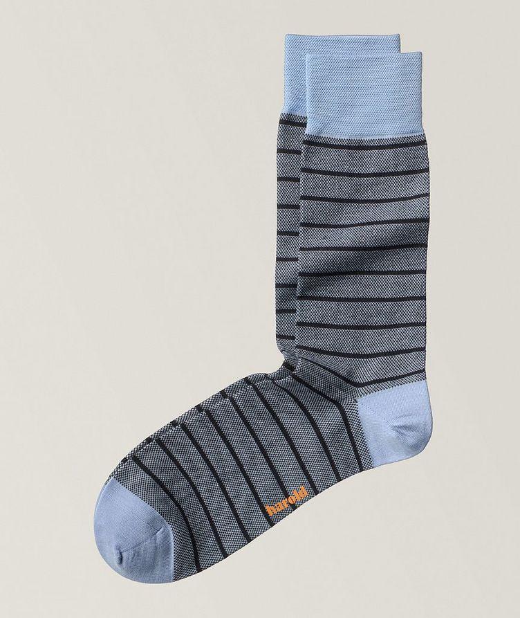 Striped Mercerized Cotton Ribbed Dress Socks   image 0