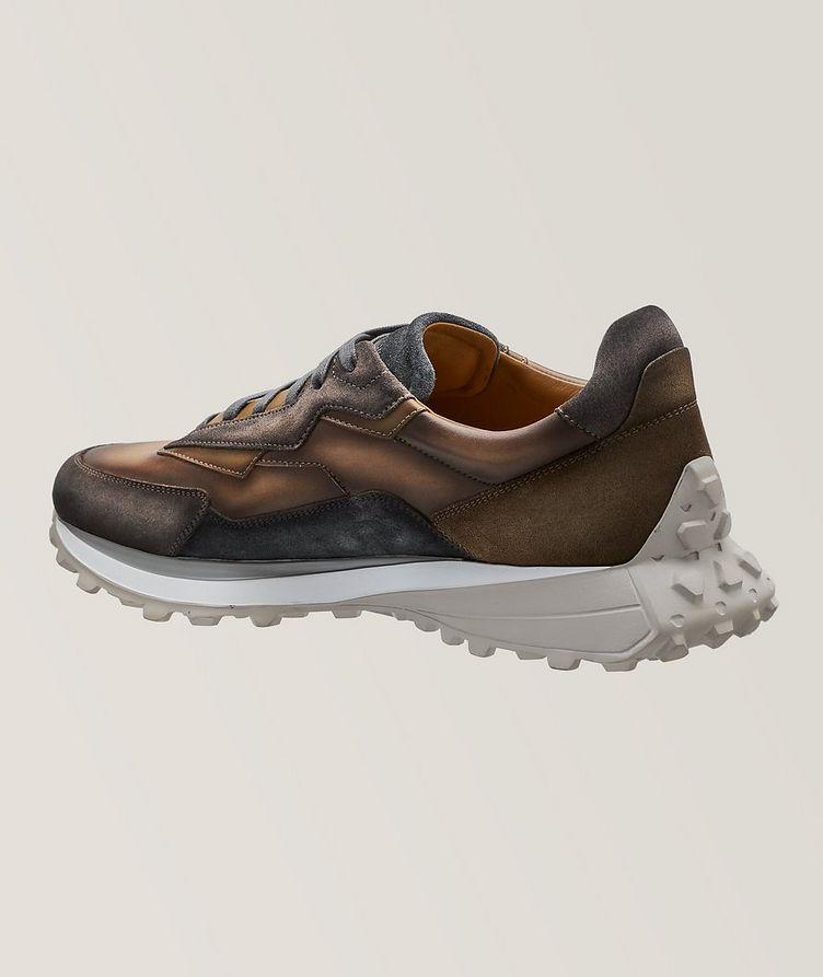 Onyx Patchwork Burnished Leather & Suede Trainers  image 1