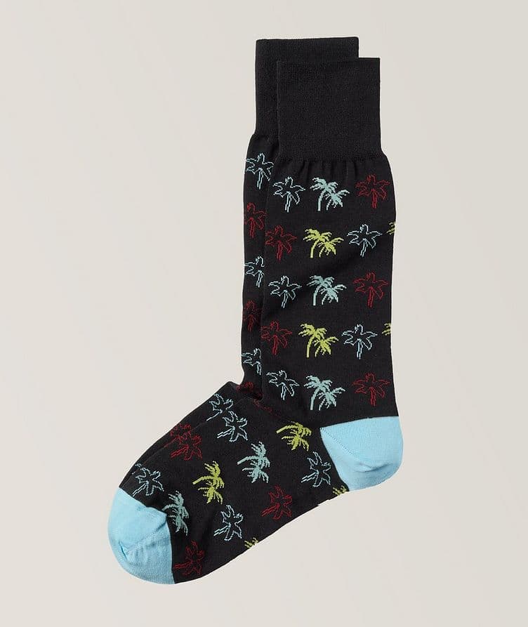 Palm Tree Stretch-Cotton Blend Dress Socks  image 0