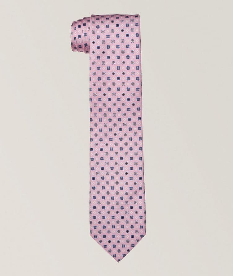 Geometric Floral Silk Tie image 0