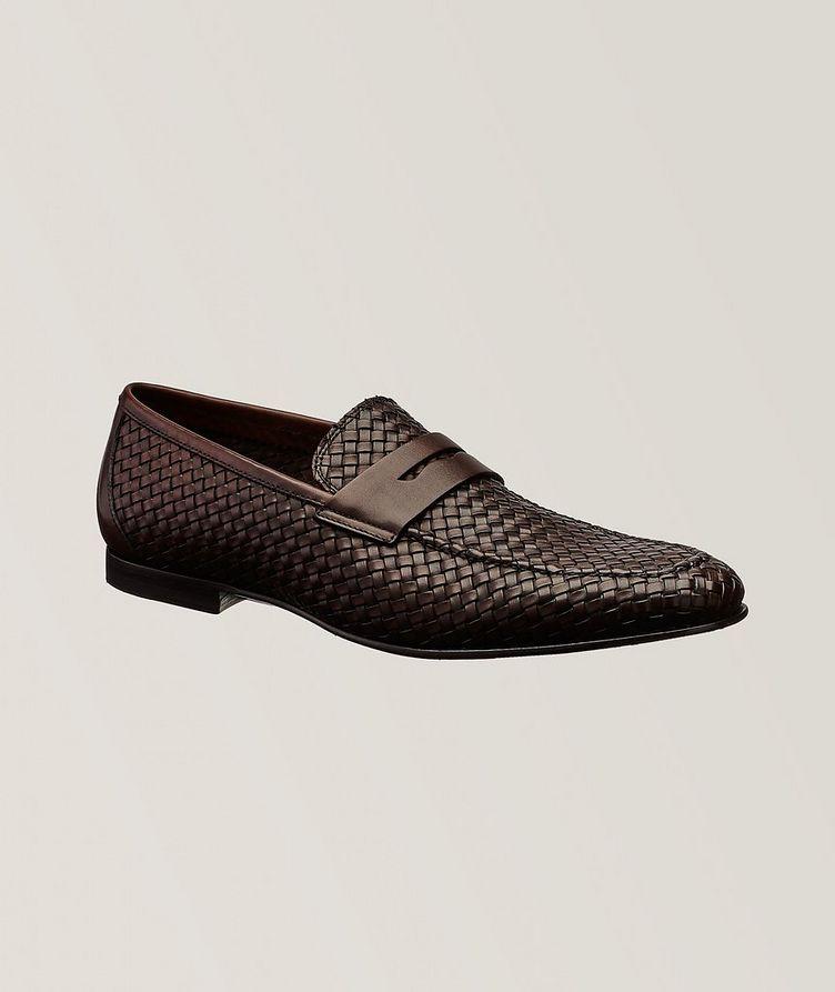 Zenith Burnished Woven Leather Penny Loafers image 0