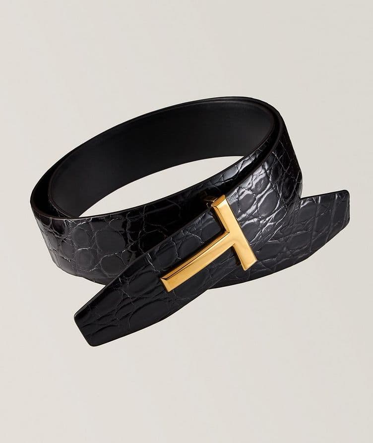 Crocodile Leather T-Buckle Belt image 0