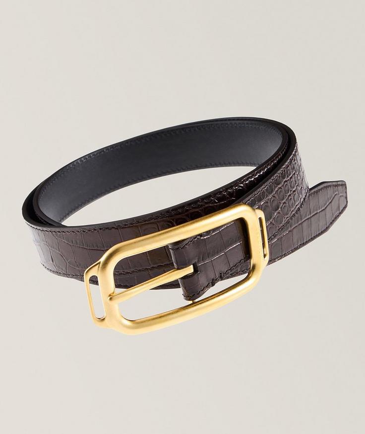 TOM FORD Stadium Crocodile Printed Leather Belt