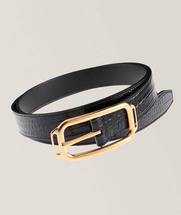 Stadium Crocodile Printed Leather Belt image 0