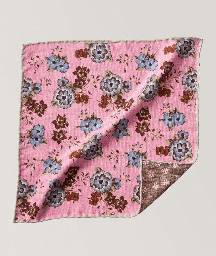 Reversible Neat-Floral Silk Pocket Square  image 0