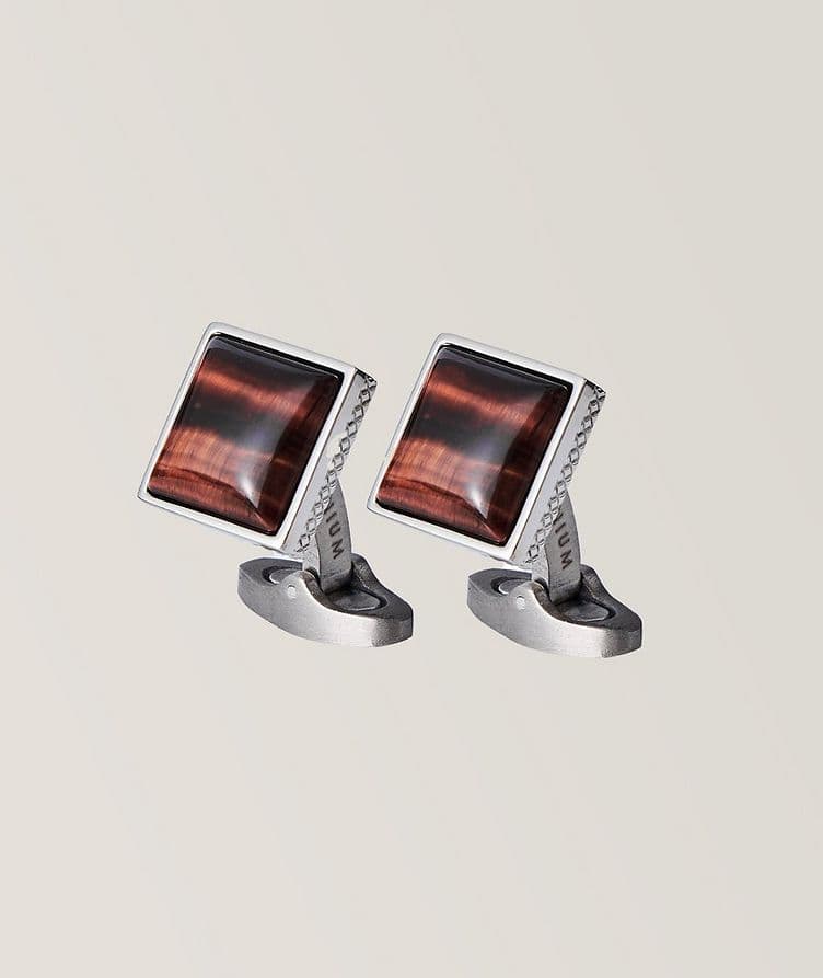 Classic Square Tiger's Eye Titanium Cufflinks  image 0