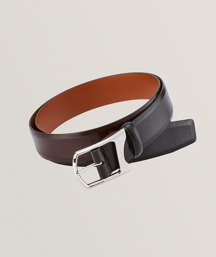 Asymmetric Buckle Leather Belt  image 0