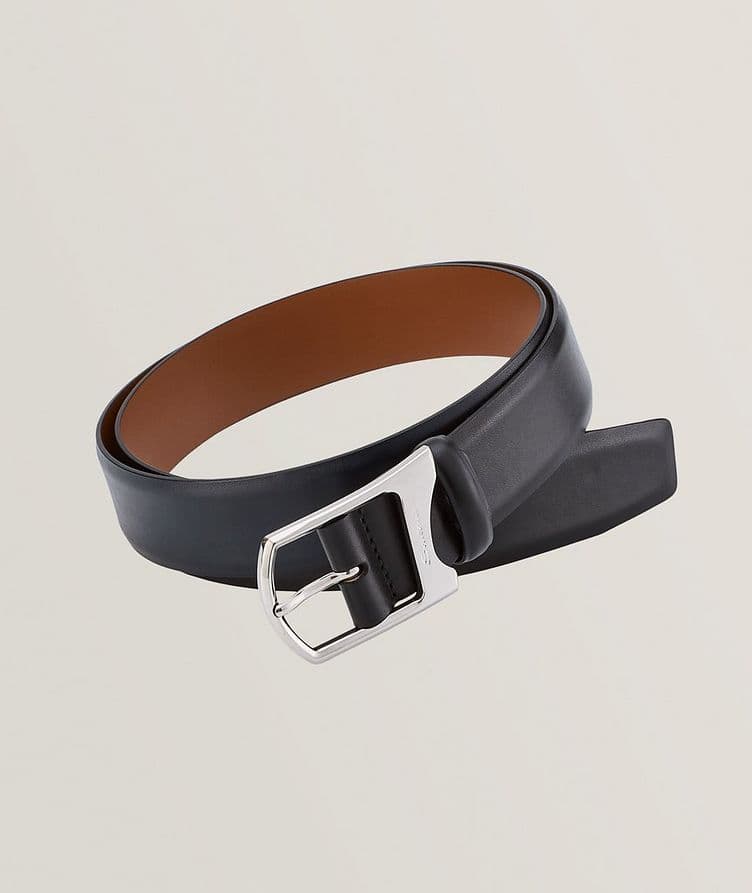 Asymmetrical Buckle Leather Belt image 0