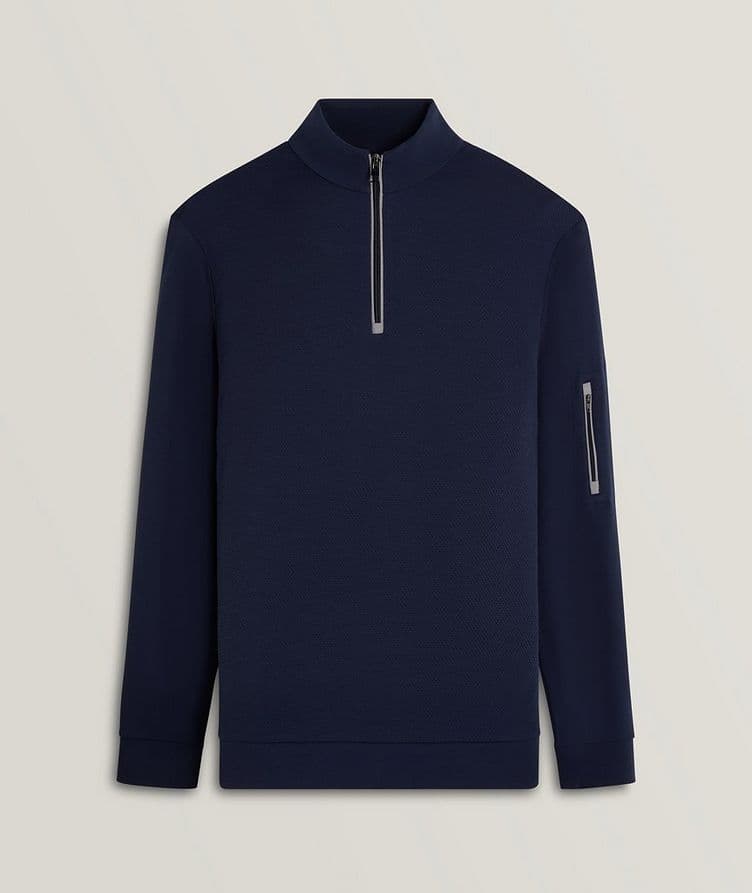 Solid Quarter Zip Cotton Pullover image 0