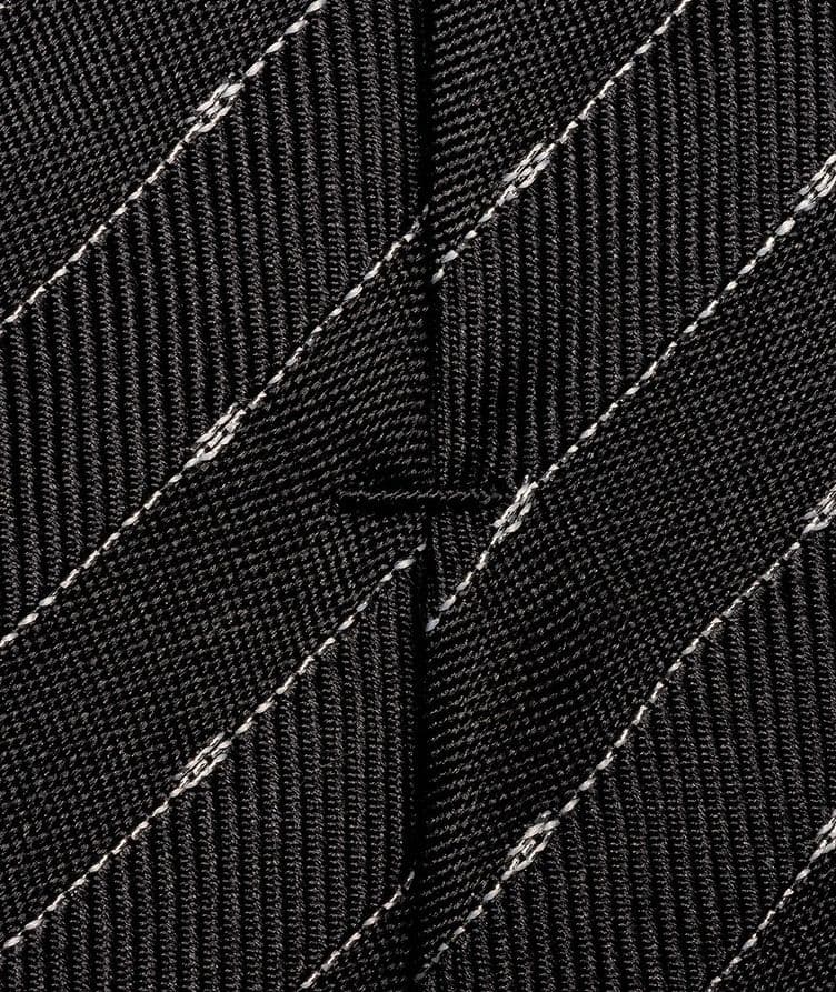 Striped Glitter Effect Silk Tie image 1