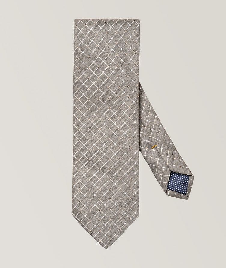 Checked Silk Linen Tie image 0