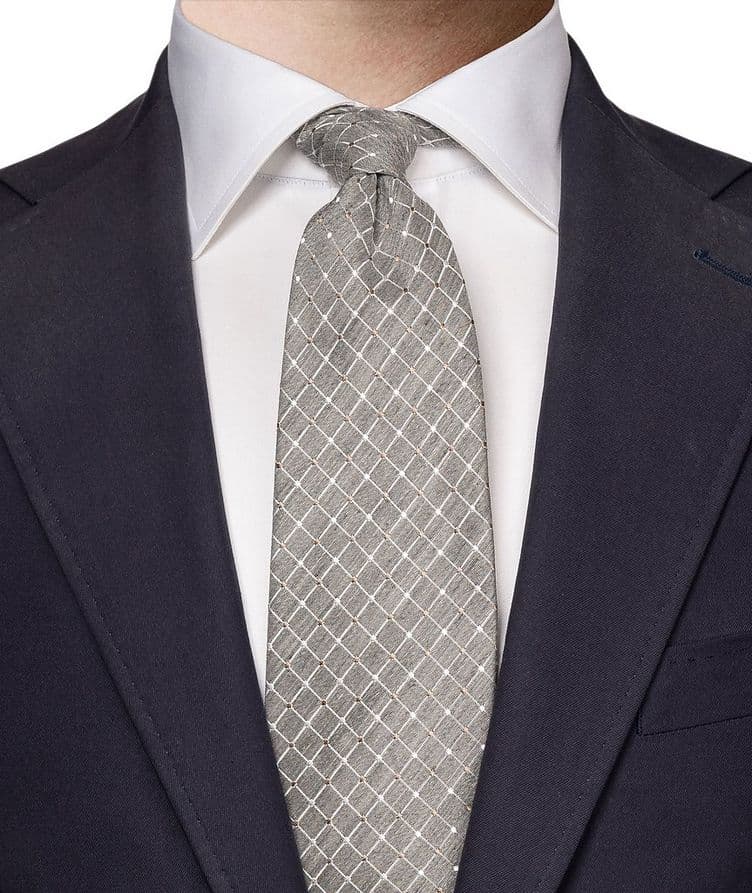 Checked Silk Linen Tie image 2