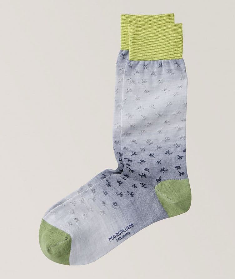 Aquarelle Collection Shaded Flower Pima Cotton-Nylon Dress Socks  image 0