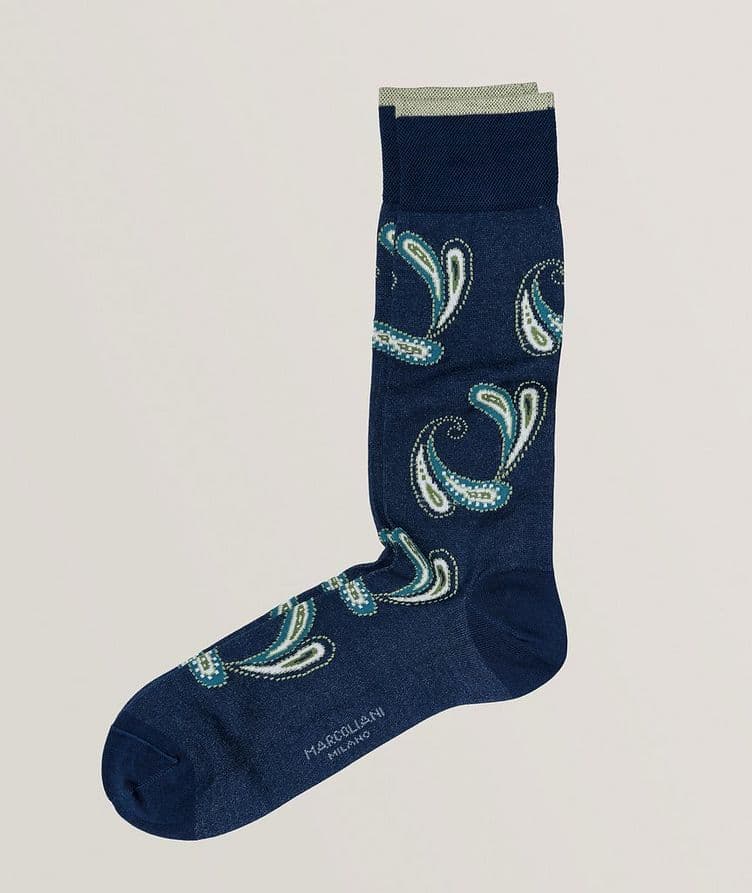 Agra Paisley Cotton Blend Crew Socks image 0