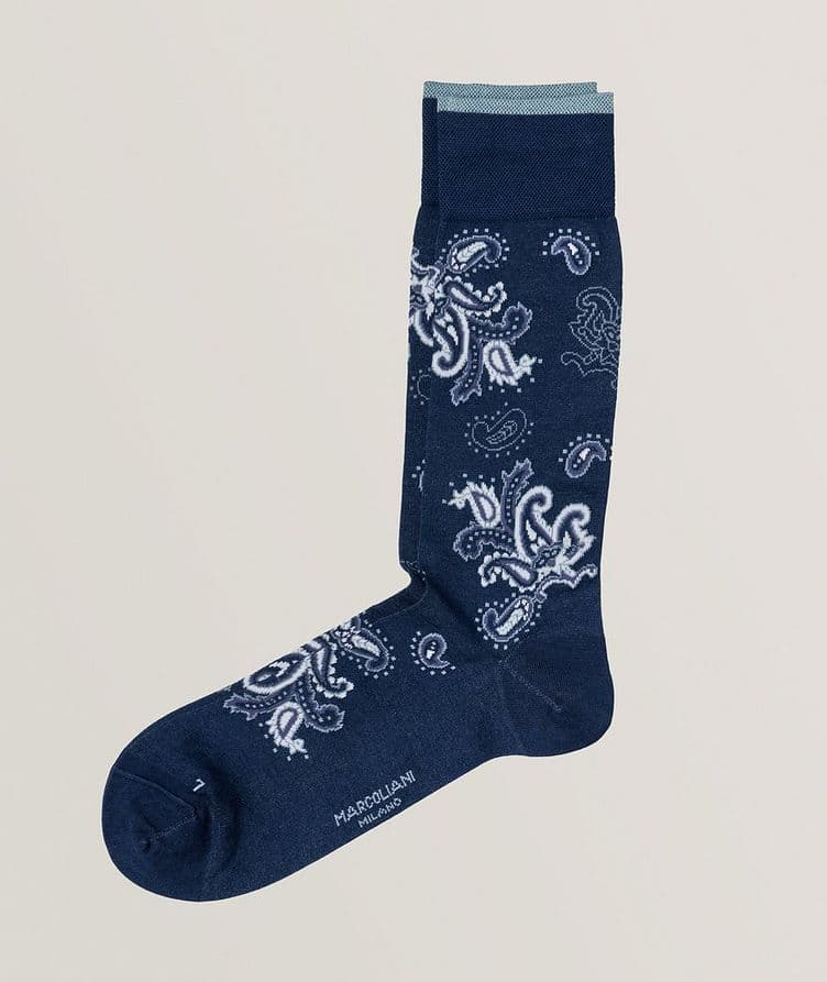 Jali Paisley Cotton Blend Crew Socks image 0