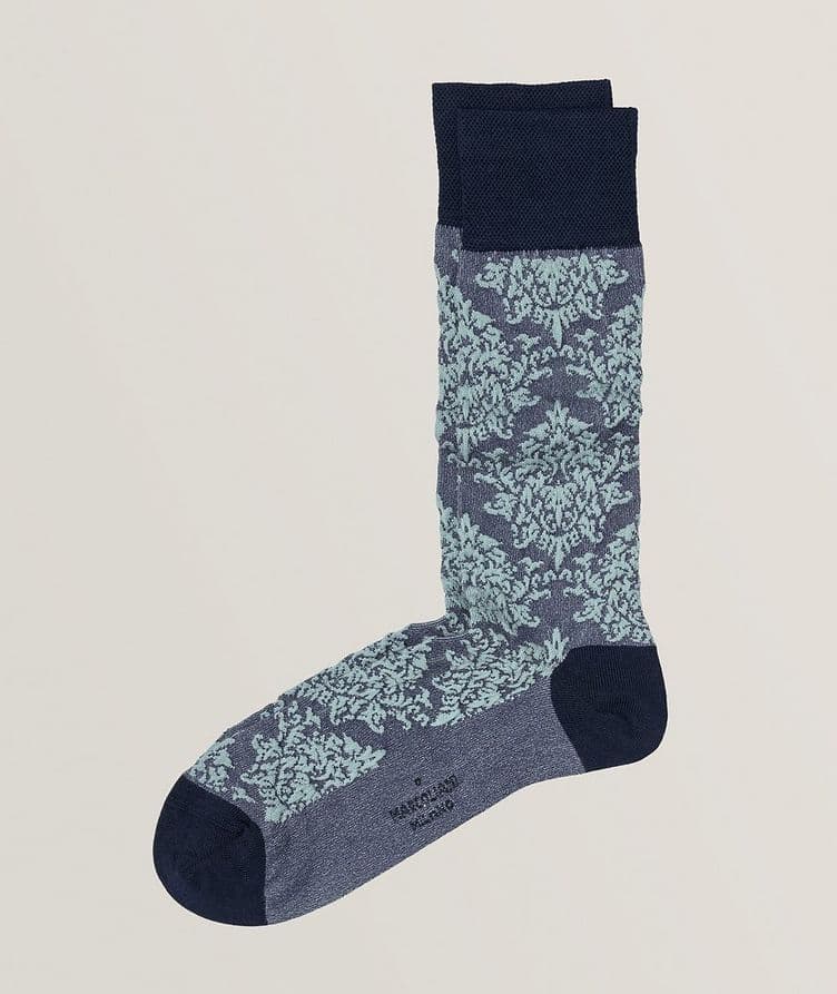 Venezia Damask Stretch-Cotton Blend Crew Socks image 0