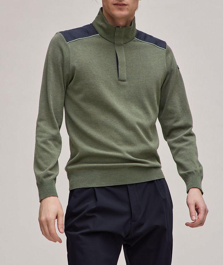 Contrast Shoulders Quarter-Zip Sweater image 1