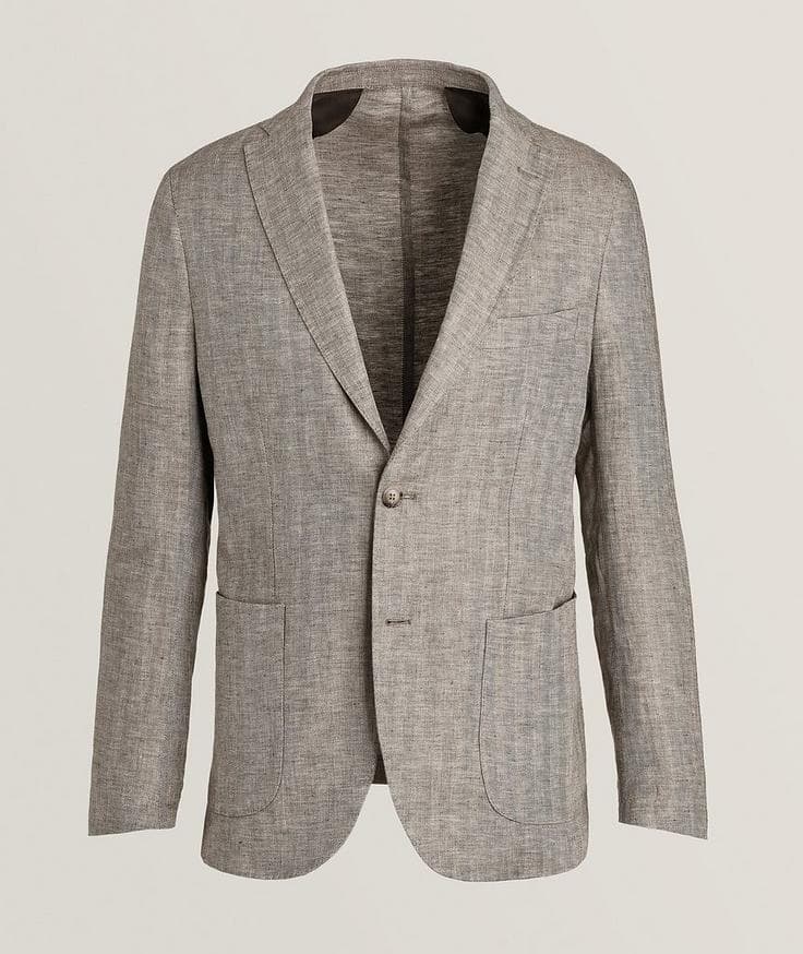 Patrick Assaraf Herringbone Linen Sport Jacket