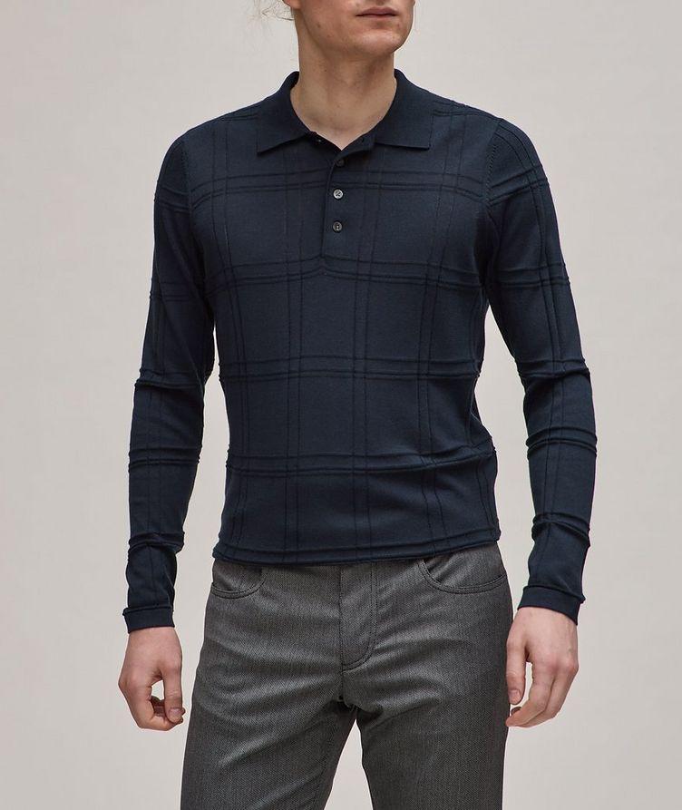 Windowpane Textured Cotton-Blend Polo image 1