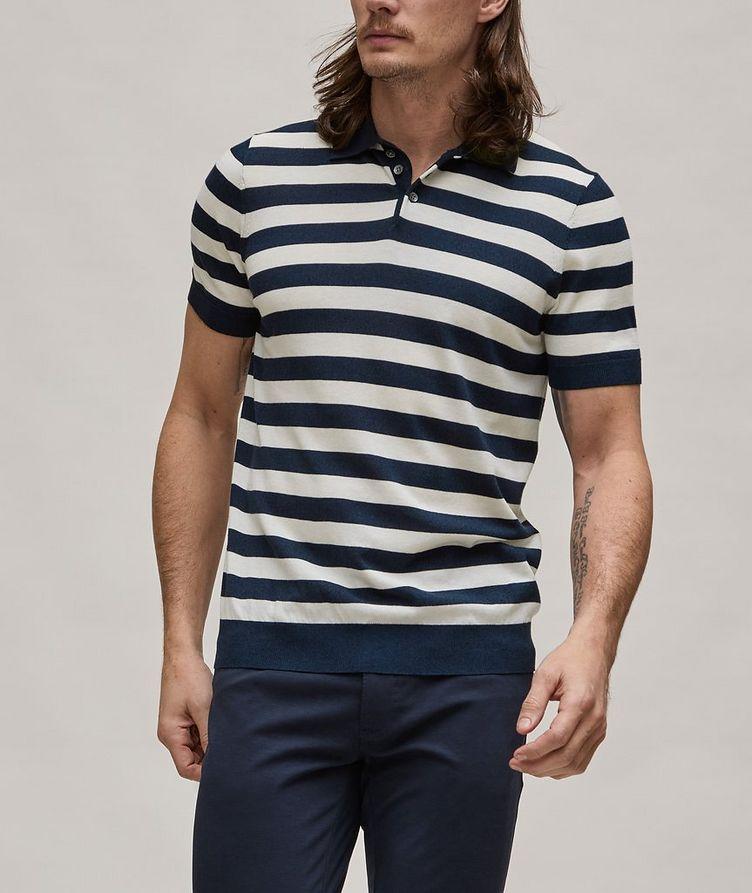 Vertical Striped Cotton-Blend Knit Polo image 1