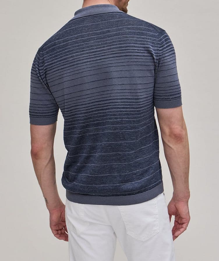 Striped Linen-Blend Knitted Polo image 2