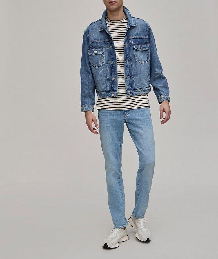 Flecked & Distressed Cotton Denim Jean Jacket image 5