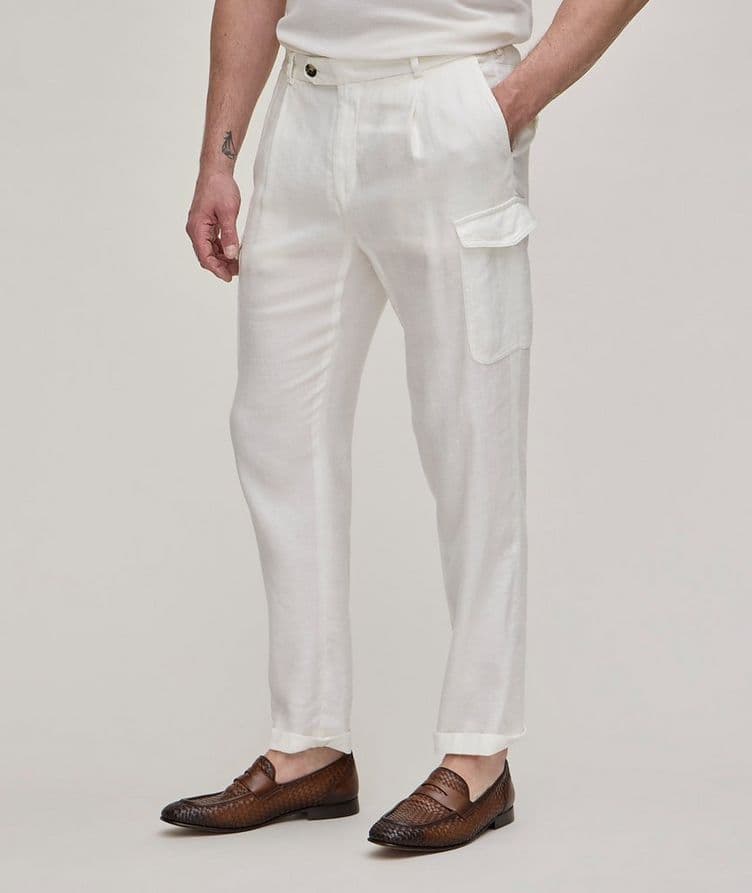 Famo Modular Pleated Cargo Linen-Blend Pants image 1