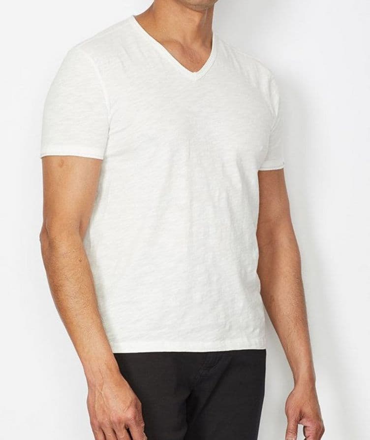 Miles Raw Edge Cotton V-Neck T-Shirt image 0