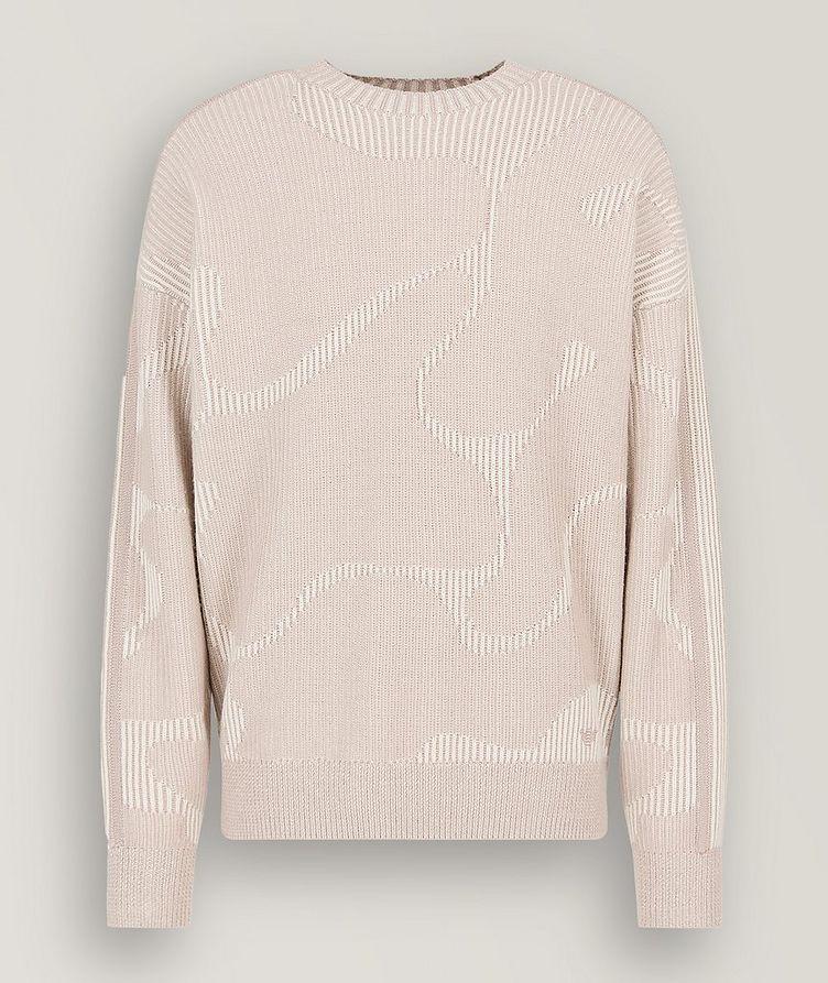 Abstract Jaquared Pattern Ribbed Knit Sweater  image 0