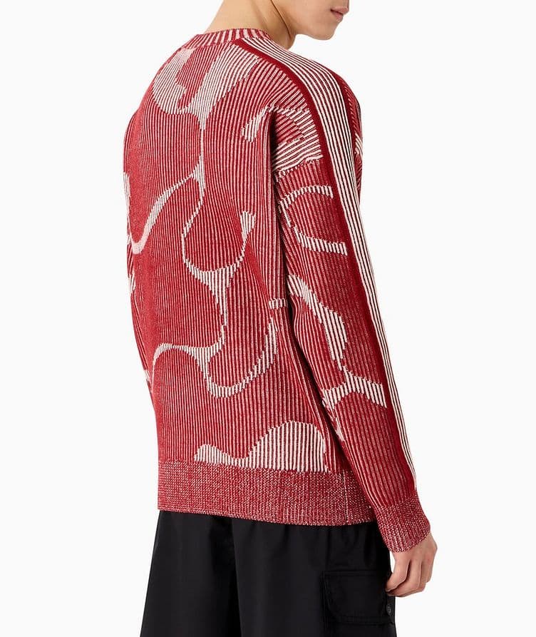 Abstract Jaquared Pattern Ribbed Knit Sweater  image 2