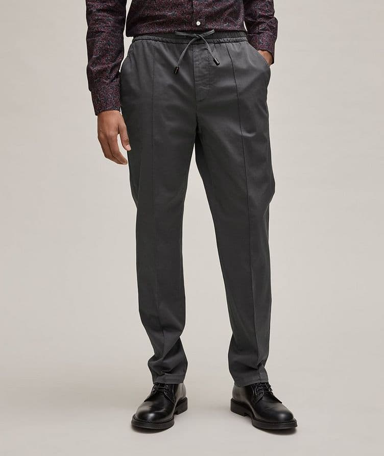 Stretch-Cotton Drawstring Trousers image 1