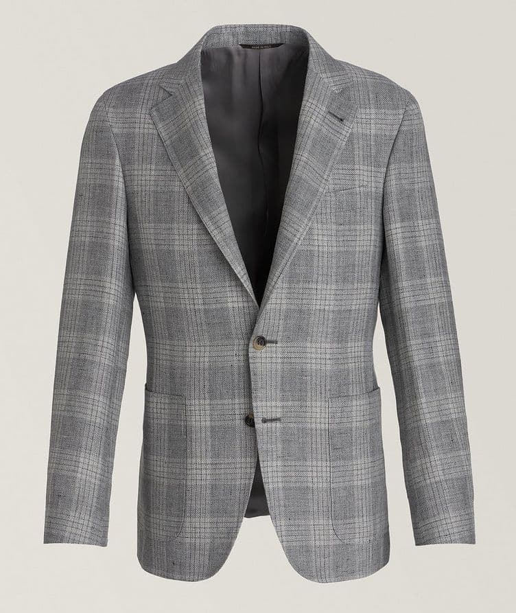 Kei Windowpane Wool, Silk & Linen Sport Jacket image 0