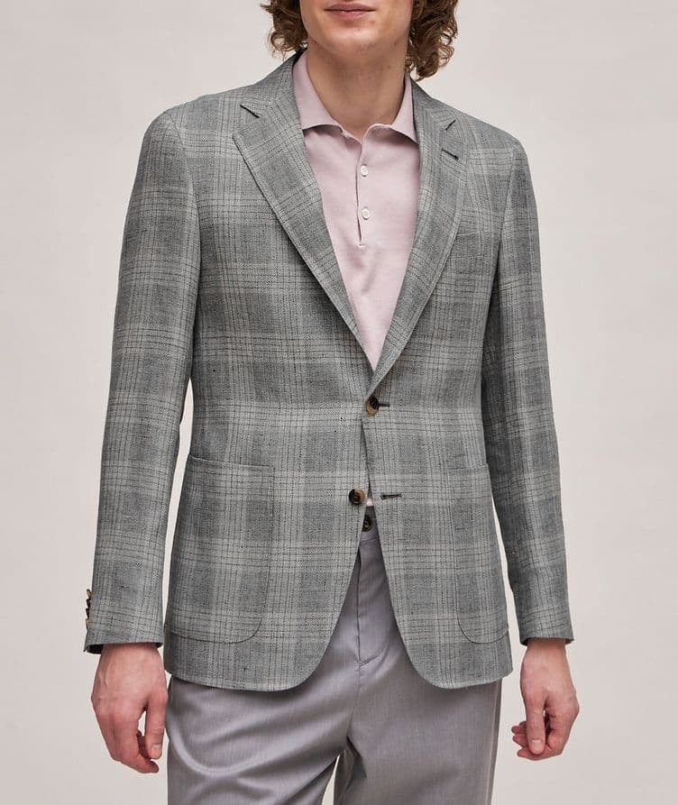 Kei Windowpane Wool, Silk & Linen Sport Jacket image 1