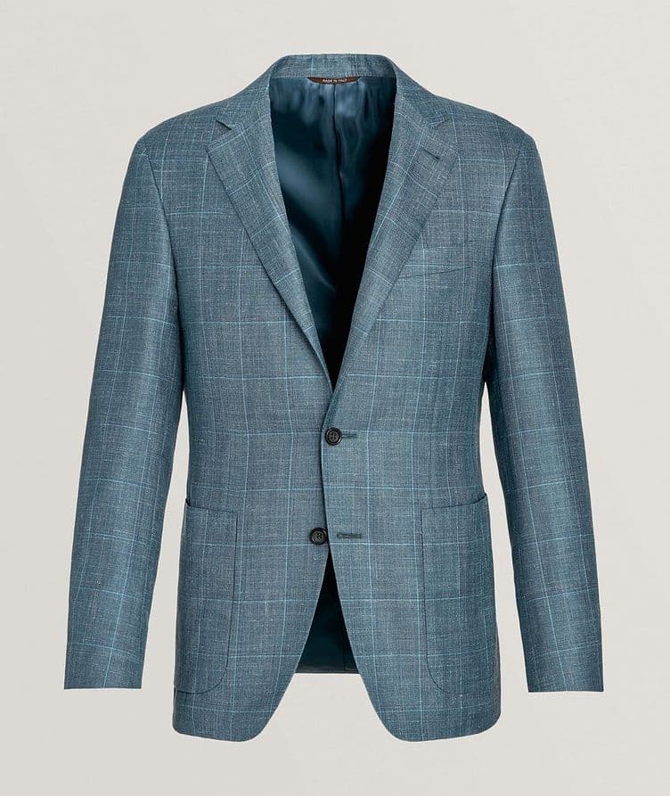 Kei Windowpane Wool, Silk & Linen Sport Jacket image 0