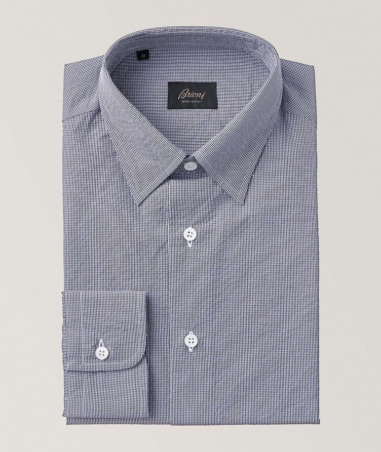 Micro Checked Hidden Button Down Collar Linen Sport Shirt image 0