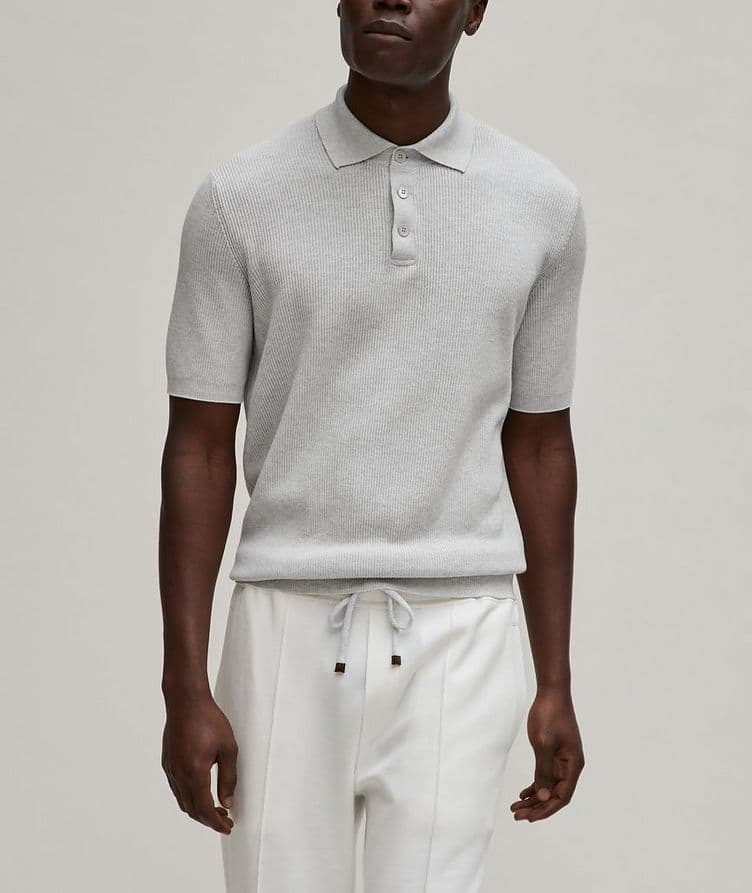 Ribbed Knit Cotton Polo image 1