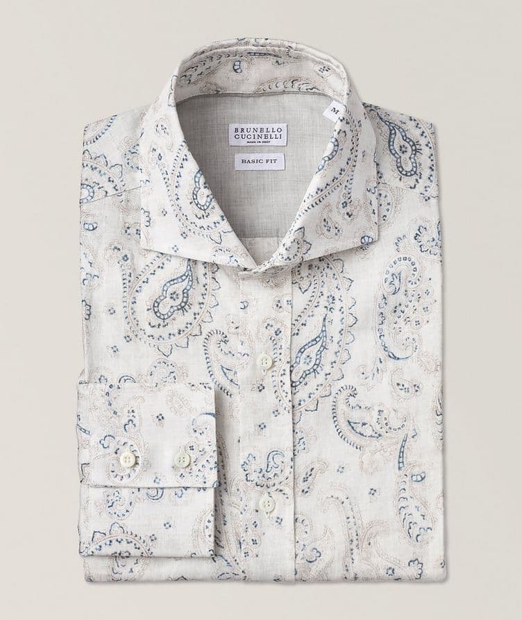 Chemise décontractée en lin à motif paisley image 0