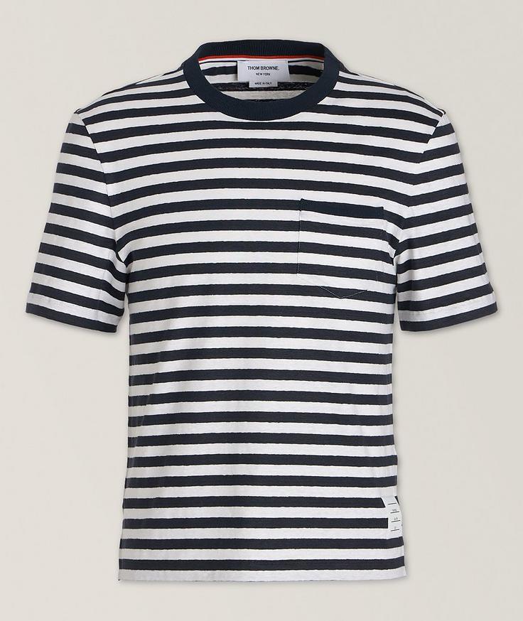 Thom Browne T-shirt en lin extensible à rayures