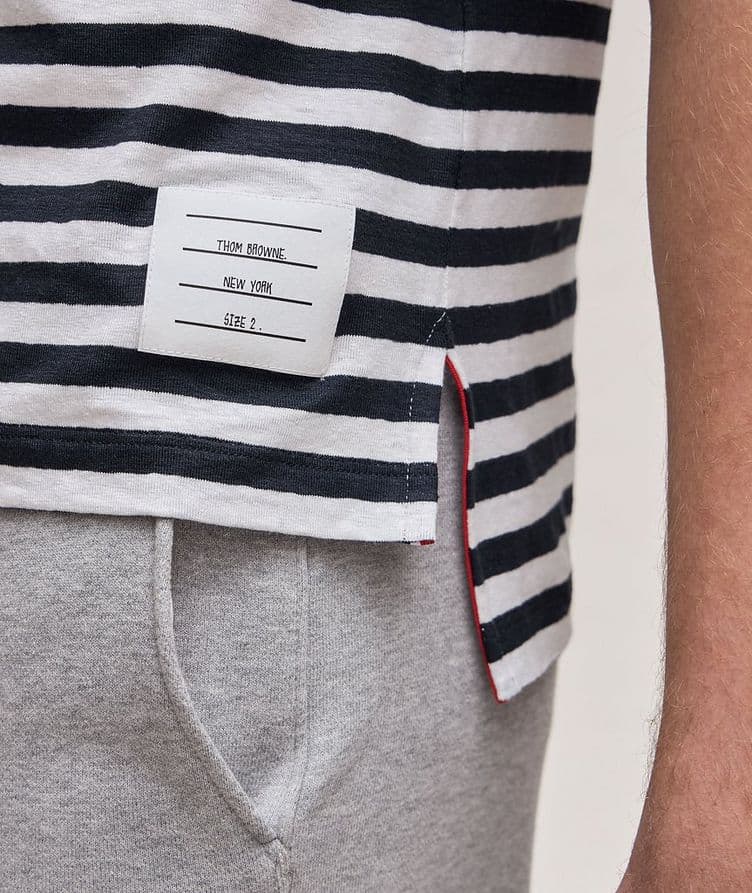 Striped Stretch-Linen T-Shirt image 3