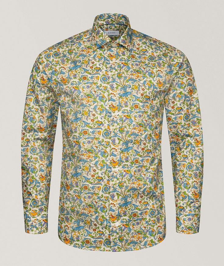 Eton Chemise habillée en twill à motif floral